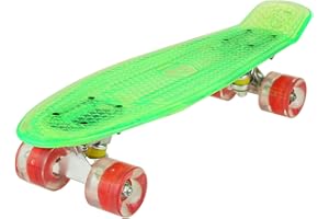 WESKATE Allure Patineta de crucero - Tabla completa retro mini crystal completa [22 pulgadas, 55 cm] Tabla de skate vintage con ruedas de luz LED iluminadas