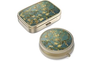 HION Pillendose Pillendose mit Spiegel Retro Kleine Pillendose für Geldbörse oder Tasche Bronze Pillendose oder Vitamine, Fischöl, Nahrungsergänzungsmittel, Pillen enthalten Reisegeschenke (2 STÜCKE)