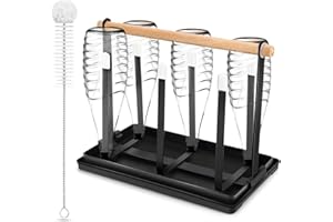 Royouzi Porte-Bouteilles pour 6 Bouteilles avec bac d'égouttement pour différentes Bouteilles et Tasses (Noir)