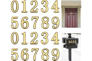 NQEUEPN 20pcs 5,2cm Numéros de Boîte aux Lettres pour l'Extérieur, 0-9 Numéros Boîte aux Lettres Dorés Autocollants de Numéros d'Adresse de Porte Auto-Adhésifs pour Appartement Maison Chambre Bureau