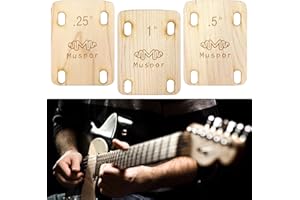 UOQO 3Pcs Guitar Neck Shims with Slope Maple Wood Electric Guitar Neck Plate Protection 0.25, 0.5 and 1 Degree Guitar Neck for Guitar Bass Repairment