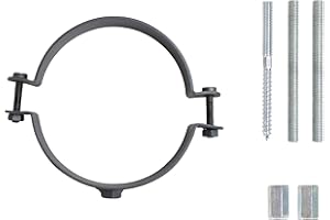 LANZZAS Juego de abrazaderas para tubo de estufa, diámetro de 150 mm, color gris fundido, soporte para tubo de humos