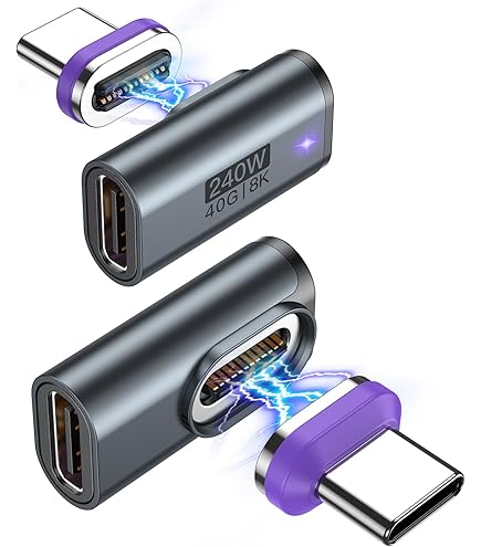 Adaptateur magnétique USB C 240 W, adaptateur USB C 24 broches à 90