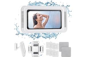 HOTUT Dusch-Handyhalterung, 480° Verstellbar wandhalterung wasserdicht Telefonhalter, Handy Halter IPX5 wasserdicht, HD-Touchscreen Beschlagfrei Duschehalterung für Bad & Küche für 3,3-7-Zoll-Handys