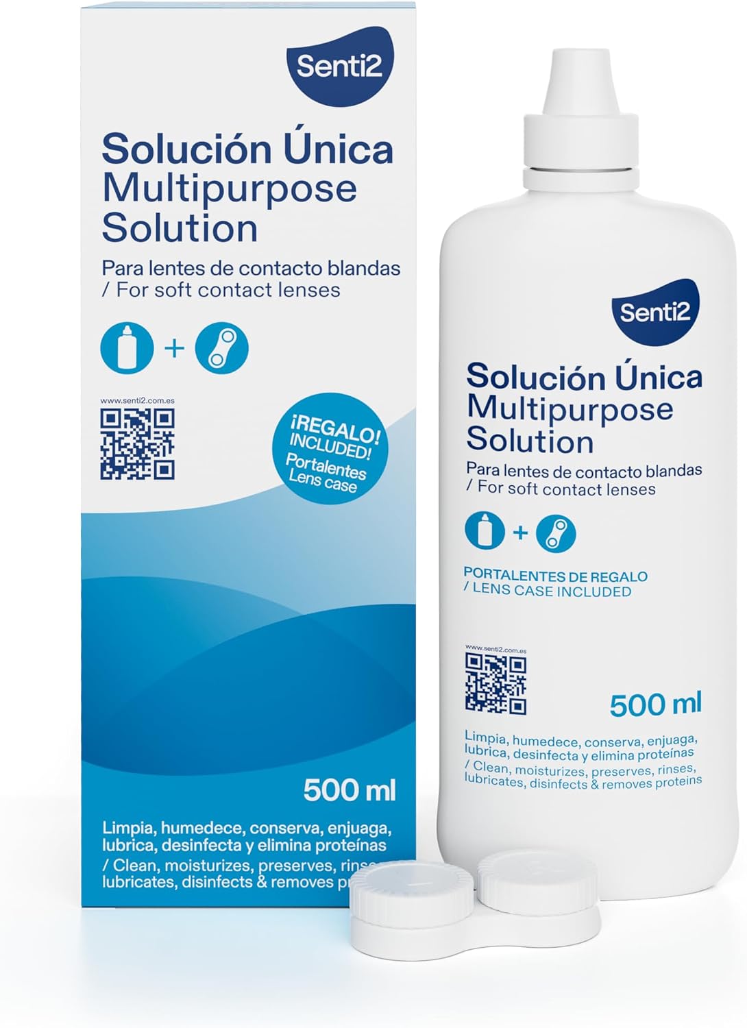 Senti2 Solución Única para lentes de contacto blandas - Liquido lentillas- 500ml