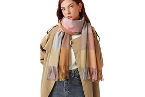 Adicloz Bufanda Cachemira Grande para Mujer, Bufanda Mujer Invierno de Punto con Flecos para Mujeres Hombres, Fulares Grande Cuadros Mujer Fiesta, Chal Suave Pashmina 180 * 70cm