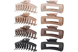 Hold Me Tight 8 Pack 4.1 Inch Large Hair Claw Clips for Women Hair Clips Thin Thick Curly Hair 90’s Strong Big Grip Matte Banana Clips with Strong Jaws for girls, ladies (Light)