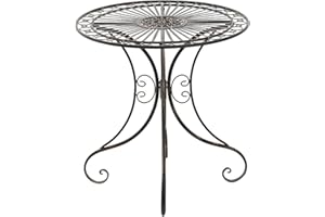 CLP Tavolino in Ferro Giardino Hari I Tavolino Tondo Outdoor Stile Rustico I Tavolino Salotto Design, Colore:Bronzo