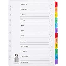 Q-Connect Register 1–12, A4, Mehrfach Gelocht, Mylar-verstärkt, Weiß Mit Klarsicht-Tabs