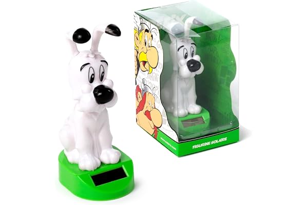 Puckator Solar Pal Idefix Figurine Danseur à énergie Solaire – Astérix et Obélix, pour Tableau de Bord de Voiture, Bureau ou seuil de fenêtre, idée Cadeau, Blanc