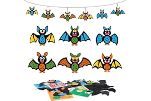 Lalieffacely 12 Stück Filz Fledermaus Bastelsets für Kinder, Herbst Halloween Basteln mit Kindern mit Moosgummi Aufkleber Hängende Deko für Jungen Mädchen 4 jahre (Schwarz)