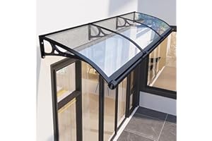 ZAZRLW Window Awning Door Canopy, Door Awnings Exterior, Awning for Door Window Exterior, Front Door Canopy with Aluminum Bracket for UV, Rain and Snow Protection-Transparent-100x250cm/39"x98"