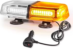 ROUTEKING 4X8LEDs Car Strobe Flash Lights Avertissement de Danger Balise d'urgence Clignotant Lights7 Modes avec boîtier de Commande Principal Universel pour 12-24V Toutes Les Voitures(Ambre/Blanc)