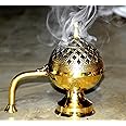 DSH Home Purifying Brass Dhuna Loban Burner Dhooni Dhoop Dani Dhuni Brass Table Dhoop Dani Incense Burner for Loban (Big)