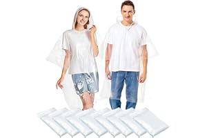 nedit Regenponcho Einweg (8 Pack) - Regenponcho Herren - Dicker Einweg Poncho mit Kapuze Transparent und Wasserdicht für Damen und Hërren