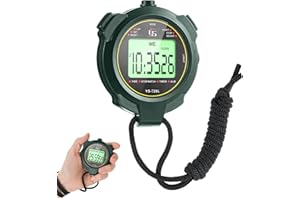 YIROCHAN Luminous Stopwatch - Sports Stopwatch Timer with Clock Calendar Alarm, Handheld Digital Stopwatch with Lanyard, Hockproof Stop Watch for Coach Referee Sports Training Swimming Running (Green)
