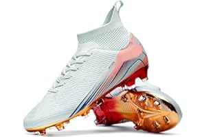 WOWEI Chaussures de Football Homme Crampons de Foot Garçons Homme Professionnel High Top Spikes Crampons de Foot Antidérapant Athlétisme Chaussures