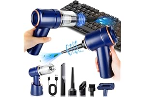 HERSANCE 3-in-1 Computer Vacuum Cleaner with Keyboard Cleaner Kit, Electric Compressed Air Duster Blower for PC, Portable Handheld Cordless Hoover for Laptop, Electronics, Home Cleaning