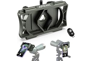 APEXEL Aggiornamento Universale Adattatore per cellulare con scatto remoto, rotazione di 360°, compatibile con binocolo monoculare e microscopio, adattatore telescopico per tutti gli smartphone(verde)