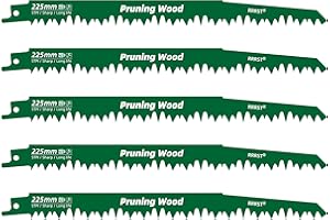 RRRST Juego de 5 Hojas de Sierra de Sable para Madera, 225mm 5TPI - Poda de Árboles, Verde, Húmeda, Dura, Blanda - Fácil y Duradero