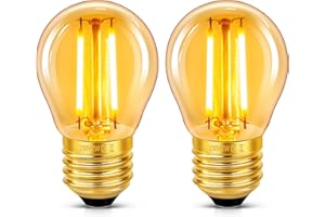 CALDARAX 2 Stück E27 LED 2W Edison Vintage Glühbirne, G45 Vintage Glühlampe, Ersetzt 20W Glühlampen, Warmweiß 2200K Bernstein Glas Lampe, Nicht Dimmbar, Nostalgische Dekoration für Zuhause, Hotel, Café, Bar