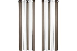 Deconovo - Tende Soggiorno Moderne 2 Pezzi, Tende Cameretta Bambini con Occhielli per Finestre Interni, Modello Bianco+Marrone, 140x245 CM (Larghezza x Altezza)