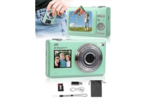 ‎ARNSSIEN ARNSSIEN Aparat Cyfrowy Podwójnym Ekranem, Autofokus 4K 48MP, Kamera Vlogowa dla Dzieci i Początkujących, z Kartą 32GB, 16X Zoom, Stabilizacja Obrazu, Idealny Prezent dla Chłopców i Dziewcząt,Y5