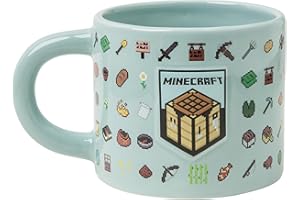 PALADONE Taza de café grande con diseño de Minecraft, cerámica, con licencia oficial de 400 ml, detalles en relieve, tema de videojuegos, para jugadores y coleccionistas, té, chocolate caliente