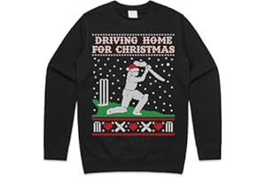 Sanfran Clothing Cricket Driving Home For Christmas Funny Bat Gift Dad Grandpa Xmas Gift Jumper Sweater