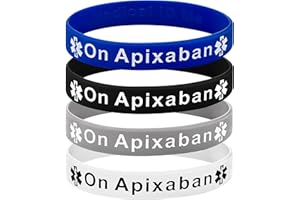 MEDICAL ID ME On Apixaban Medical Alert Wristband Bracelet Blood Clot ID Silicone UK (Pack of 4)