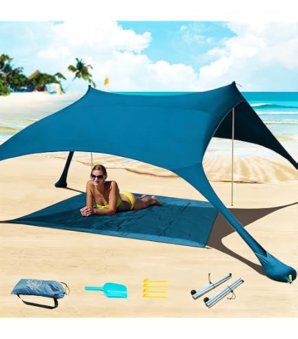 MOMEVO Sunsail Big Family Strandtent – UPF50+ Zonnescherm Voor Maximaal 6 Personen