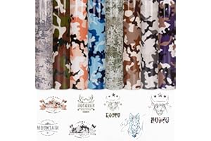 TINTNUT Camo Heat Transfer Vinyl PU HTV 8 Sheets Army Pattern Iron on Camouflage Pattern Vinyl Heat Transfer Vinyl Bundle DIY T-Shirt