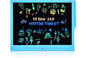 PINKCAT 15" LCD Writing Tablet, Extra Large Drawing Tablet Colorful Screen Doodle Board, Handwriting Paper Drawing Tablet with Brighter Lines, Eye-friendly Educational Gift for Kids Adults (Blue)