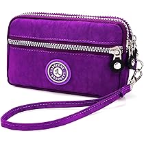 Portafoglio Multifunzione 3 Strati Con Cerniera - Per Telefono, Chiavi E Carte, Viola 16x5x10cm