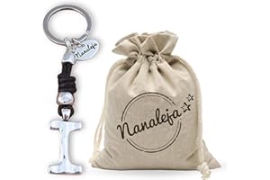 Llavero inicial I de cuero trenzado - Nanaleja - Tus Iniciales - llaveros personalizados hechos a mano - llaveros originales hombre y mujer - porta llaves de bolsillo - regalos originales casa nueva