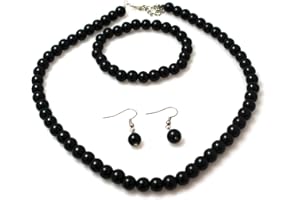 Caprilite Classic Faux Pearl Necklace Earrings & Bracelet Jewellery Set for Women Vintage