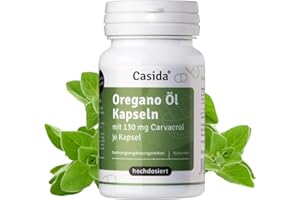 ‎CASIDA Casida Oregano Öl Kapseln hochdosiert – 150 mg naturreines ätherisches Oreganoöl aus Griechenland, 130 mg Carvacrol pro Kapsel, 60 Kapseln aus der Apotheke
