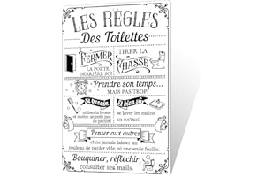Putuo Decor Plaque Métal Rétro Règles des Toilettes – Enseigne WC Humoristique en Noir et Blanc, Déco Murale pour Salle de Bain, Maison ou Établissements Publics