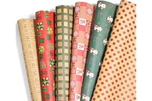 HAIPICHO Christmas Wrapping Paper Set, 12 Pack 70x50cm Kraft Folded Sheets Recylable Paper