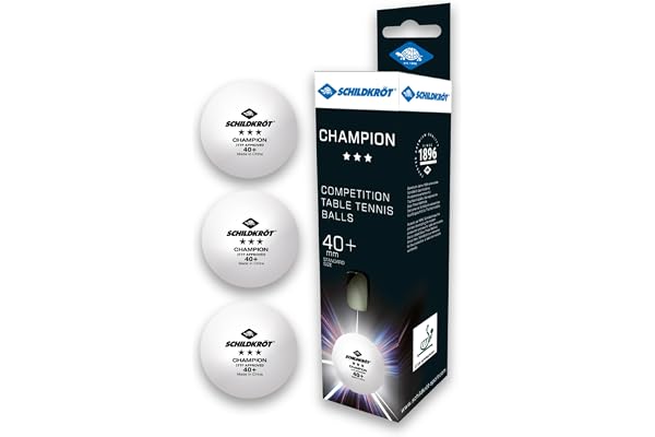 Schildkröt Donic-Schildkröt Bordtennisbollar Champion 3-Star ITTF, för tävling, kvalitet Poly 40+, 3 stycken, vit, 608540