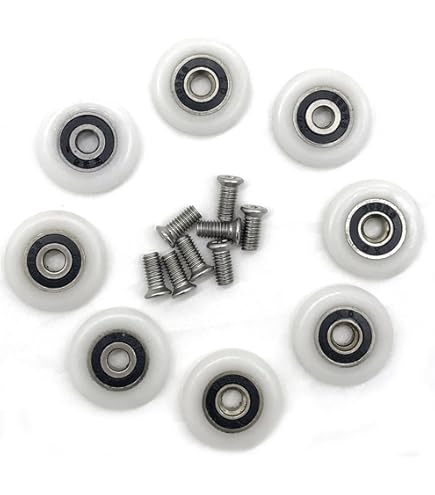 Qikuver 4 stuks douchedeurrollers, diameter 23 mm voor de badkamer, glazen schuifdeurkatrols/lopers/wielen, sterk draagvermogen, ultrastille vervanging van doucheglasdeurrollen (23 mm