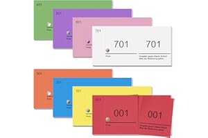 Nezyo 8 Bloques de Tickets Numerados 1-800 Talonario de Rifa de Números Dobles Tickets de Consumición Recibos de Comida Buffet Billetes Ganadores Fichas de Ropa para Fiesta Eventos Club(Colorido)