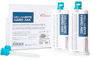 Wellsamed wellsabite Hard A85 Bissregistrat auf A-Silikon Basis, dentales Bissregistriermaterial, 2 x 50 ml Kartusche Härte Shore A 85