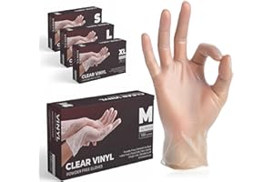 The Real Touch Vinyl Multi-Purpose Gloves, Powder Free, Disposable, Extra Strong - Box of 100 - Clear (Medium)