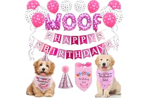 DREAM HORSEX Cane Pet Supplies Festa di Compleanno Decorazioni, Set di Decorazioni per Feste per Animali Domestici, Set di Bandane di Compleanno Cappello Festa per Cani, per Feste di Compleanno per Cani, (Rosa)