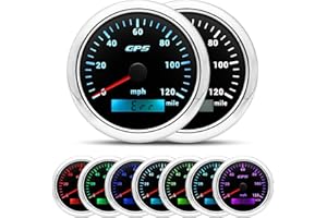 PIOUSUNT Universal 85mm Digital GPS Speedometer Gauge, 0-120 MPH, Odometer Gauge 7-Color Backlight, for 12V/24V Car, Truck, Motorcycle, Boat