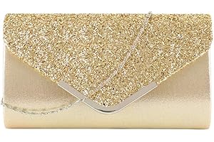 MEGAUK Damen Clutch Glitzer Elegant Abendtasche Glänzend Handtasche Envelope Tasche Strass Unterarmtasche mit Kette für Hochzeit Wedding Prom Party