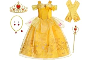 Berich Yellow Princess Dress up for Girls World Book Day Costumes for Kids Halloween Christmas Outfit Princess Fancy Dress