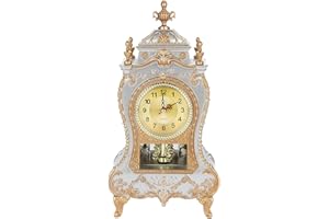 ‎TBEST Antique Fireplace Clock, Living Room, Fireplace Clock with Westminster, Mantel Clocks for Living Room, Vintage, Vintage Clock Plastic Table Clock, Antique Alarm Clock for Home and Hotel, Decorative