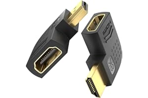 ULT-WIIQ Adaptateur HDMI 2.1, extension plaquée or à 90 et 270 degrés avec 8K@60Hz 4K@120Hz 144Hz, HDR, VRR, Dolby, eARC pour PS5, Xbox, ordinateur portable, projecteur, moniteur (Plat de 90° et 270°)